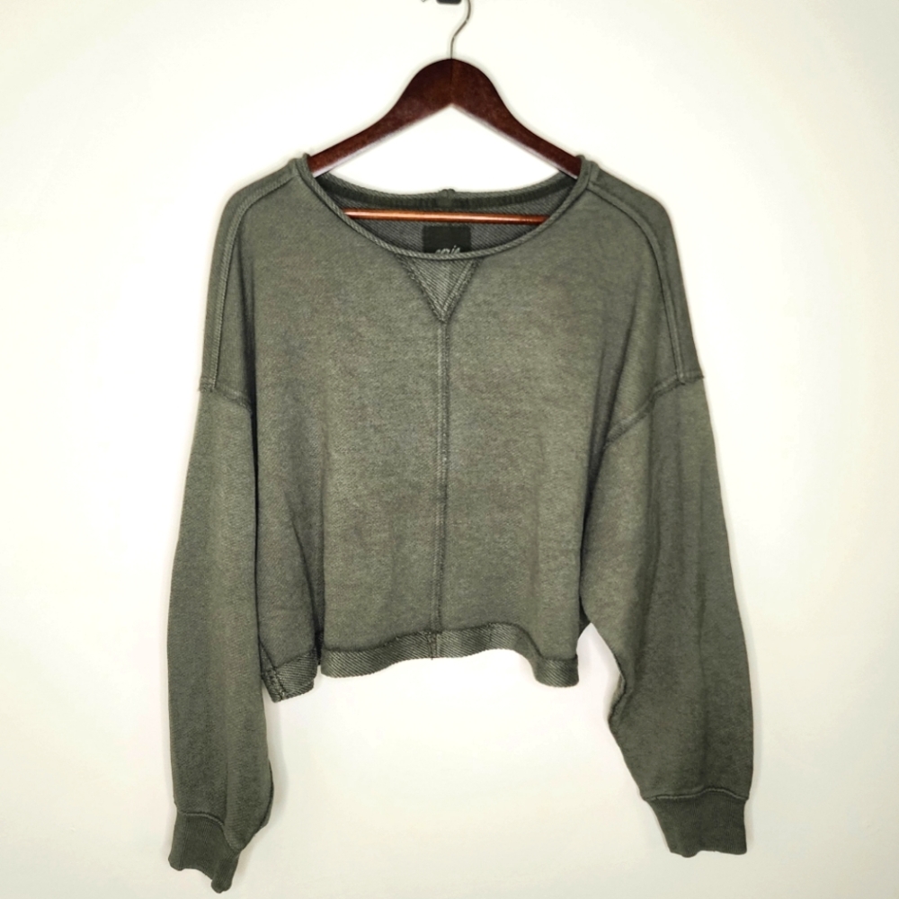 Aerie Charcoal Long Sleeve Crop Top